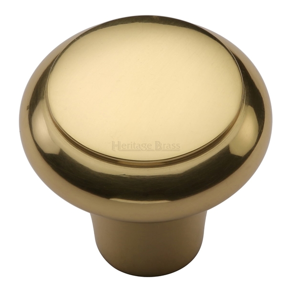 C3990 32-PB • 32 x 14 x 30mm • Polished Brass • Heritage Brass Flat Faced Bun Cabinet Knob